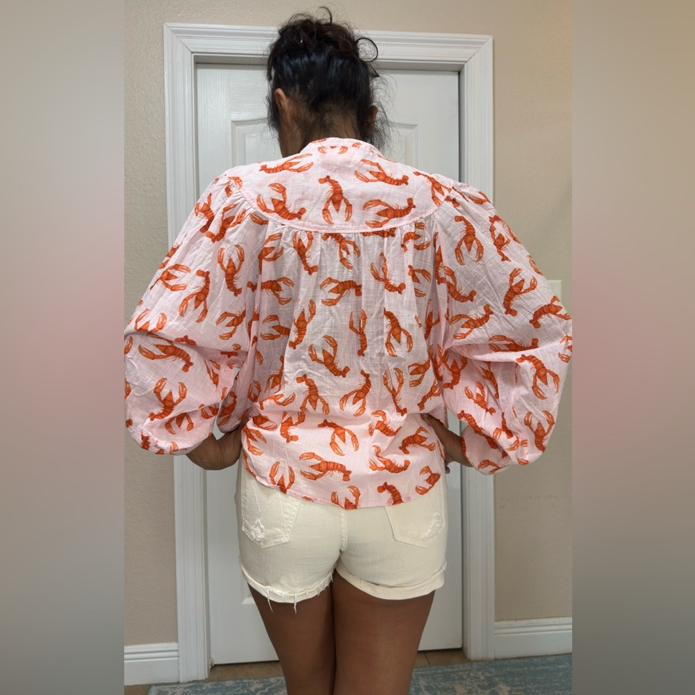 Anthropologie Whimsy Lobster Print Button Down Shirt - Picture 12 of 15